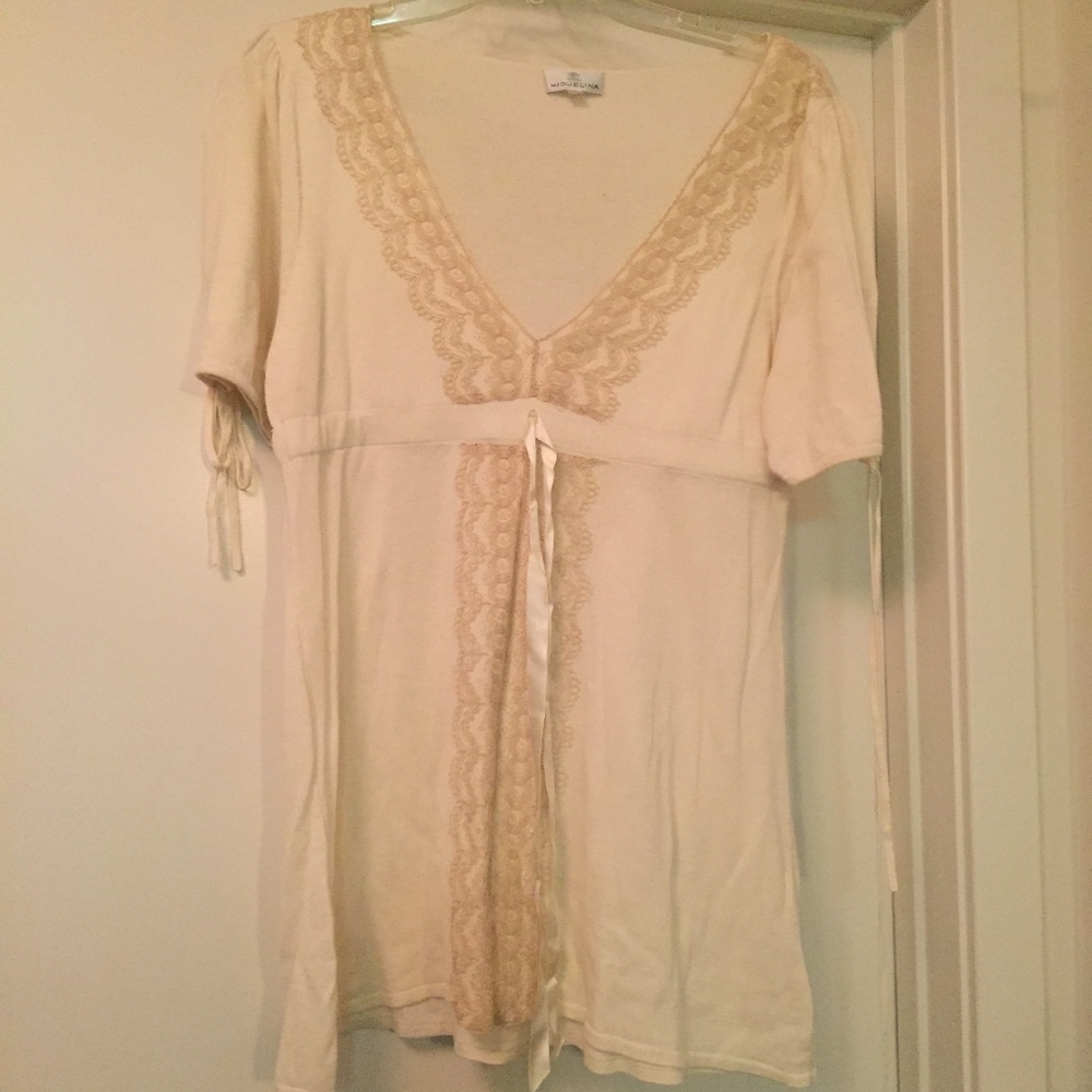 Miguelina Knit Dress w Lace Trim